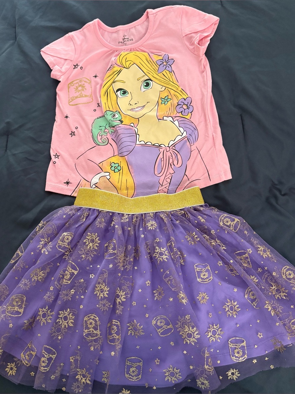 Disney Rapunzel Pink & Purple Set - Short Sleeve Top & Tulle Skirt
